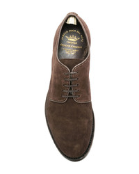 Темно-коричневые замшевые туфли дерби от Officine Creative