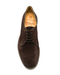 Темно-коричневые замшевые туфли дерби от Trickers