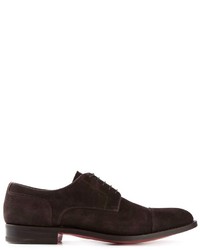 Темно-коричневые замшевые туфли дерби от Santoni