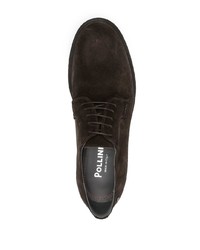 Темно-коричневые замшевые туфли дерби от Pollini