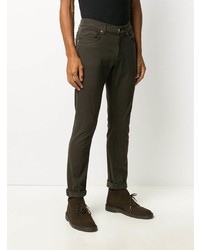 Мужские темно-коричневые зауженные джинсы от Dondup