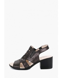 Темно-коричневые кожаные босоножки на каблуке от Lisette
