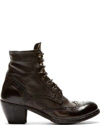 Темно-коричневые кожаные ботильоны на шнуровке от Officine Creative