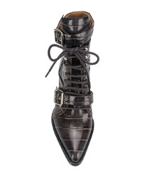 Темно-коричневые кожаные ботильоны на шнуровке от Chloé