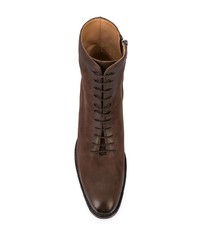 Темно-коричневые кожаные ботильоны на шнуровке от Alberto Fasciani