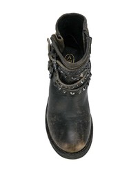 Темно-коричневые кожаные ботильоны с шипами от Ash