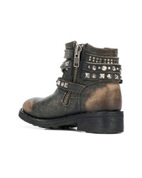 Темно-коричневые кожаные ботильоны с шипами от Ash