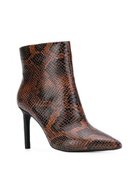 Темно-коричневые кожаные ботильоны со змеиным рисунком от Ash