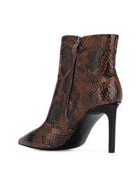Темно-коричневые кожаные ботильоны со змеиным рисунком от Ash