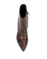 Темно-коричневые кожаные ботильоны со змеиным рисунком от Ash