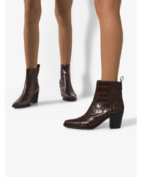 Темно-коричневые кожаные ботильоны от Ganni
