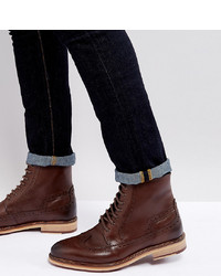 Темно-коричневые кожаные ботинки броги от ASOS DESIGN