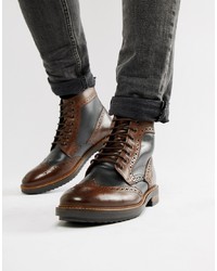 Темно-коричневые кожаные ботинки броги от Base London