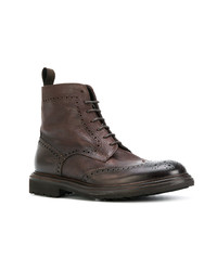 Темно-коричневые кожаные ботинки броги от Dell'oglio
