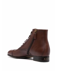 Темно-коричневые кожаные ботинки броги от Gucci