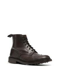 Темно-коричневые кожаные ботинки броги от Tricker's