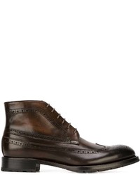 Темно-коричневые кожаные ботинки броги от Canali