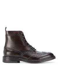 Темно-коричневые кожаные ботинки броги от Corneliani