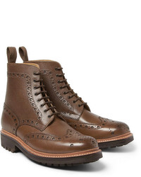 Темно-коричневые кожаные ботинки броги от Grenson