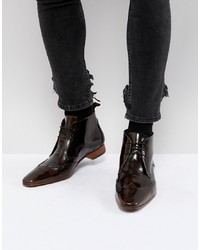 Темно-коричневые кожаные ботинки броги от Jeffery West