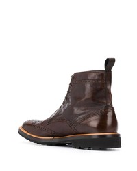 Темно-коричневые кожаные ботинки броги от Dell'oglio