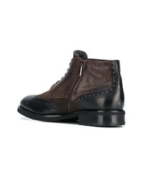 Темно-коричневые кожаные ботинки броги от Baldinini