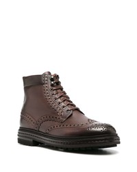 Темно-коричневые кожаные ботинки броги от Santoni