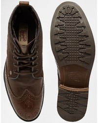 Темно-коричневые кожаные ботинки броги от Original Penguin