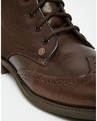 Темно-коричневые кожаные ботинки броги от Original Penguin