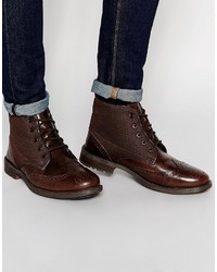 Темно-коричневые кожаные ботинки броги от Original Penguin