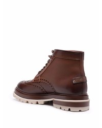 Темно-коричневые кожаные ботинки броги от Santoni