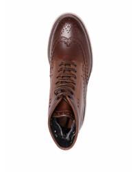 Темно-коричневые кожаные ботинки броги от Santoni
