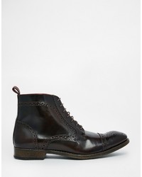 Темно-коричневые кожаные ботинки броги от Base London