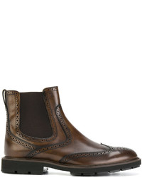 Темно-коричневые кожаные ботинки броги от Tod's