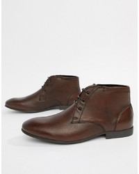 Темно-коричневые кожаные ботинки дезерты от ASOS DESIGN