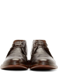 Темно-коричневые кожаные ботинки дезерты от Paul Smith