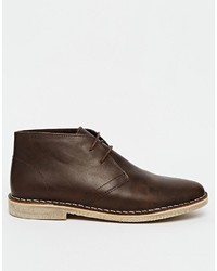 Темно-коричневые кожаные ботинки дезерты от Asos