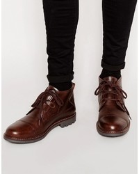 Темно-коричневые кожаные ботинки дезерты от Firetrap
