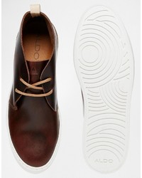 Темно-коричневые кожаные ботинки дезерты от Aldo