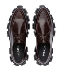 Темно-коричневые кожаные ботинки дезерты от Prada