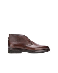 Темно-коричневые кожаные ботинки дезерты от Santoni