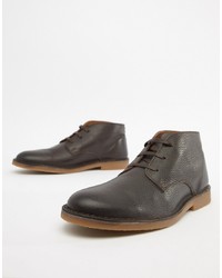 Темно-коричневые кожаные ботинки дезерты от Selected Homme