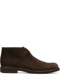 Темно-коричневые кожаные ботинки дезерты от Tod's