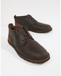 Темно-коричневые кожаные ботинки дезерты от UGG