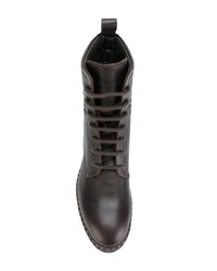 Женские темно-коричневые кожаные ботинки на шнуровке от Bottega Veneta