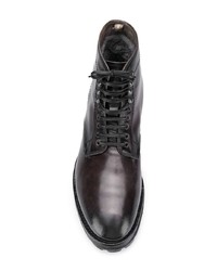 Женские темно-коричневые кожаные ботинки на шнуровке от Officine Creative