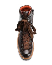 Женские темно-коричневые кожаные ботинки на шнуровке от Santoni