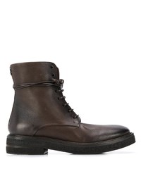 Женские темно-коричневые кожаные ботинки на шнуровке от Marsèll