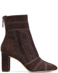 Женские темно-коричневые кожаные ботинки с вышивкой от Alexandre Birman