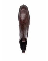 Мужские темно-коричневые кожаные ботинки челси со змеиным рисунком от Martine Rose